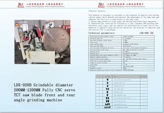 LDX-020B Full CNC Front dan Rear Angles TCT Saw Blade Grinding Machine