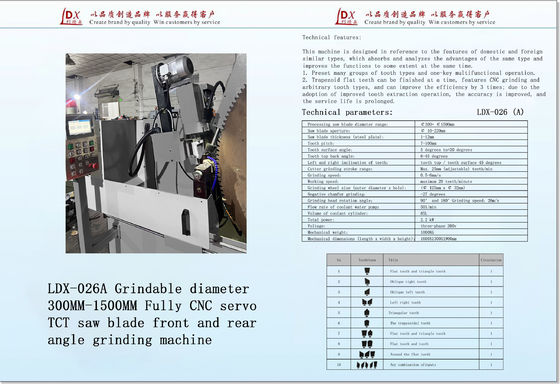 Diameter yang dapat digiling 200MM-1200MM Mesin Penggilingan Bilah Saw TCT Servo CNC LDX-026A